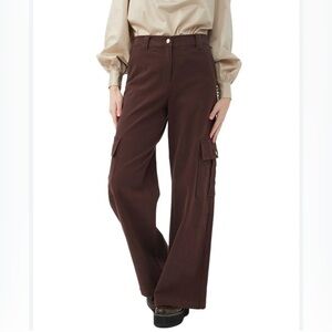 Trina Turk Chocolate Wide Leg Cargo Pants size S